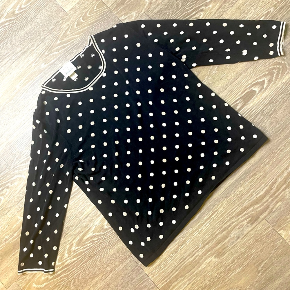Neiman Marcus polka dot crew neck size large 100% silk
